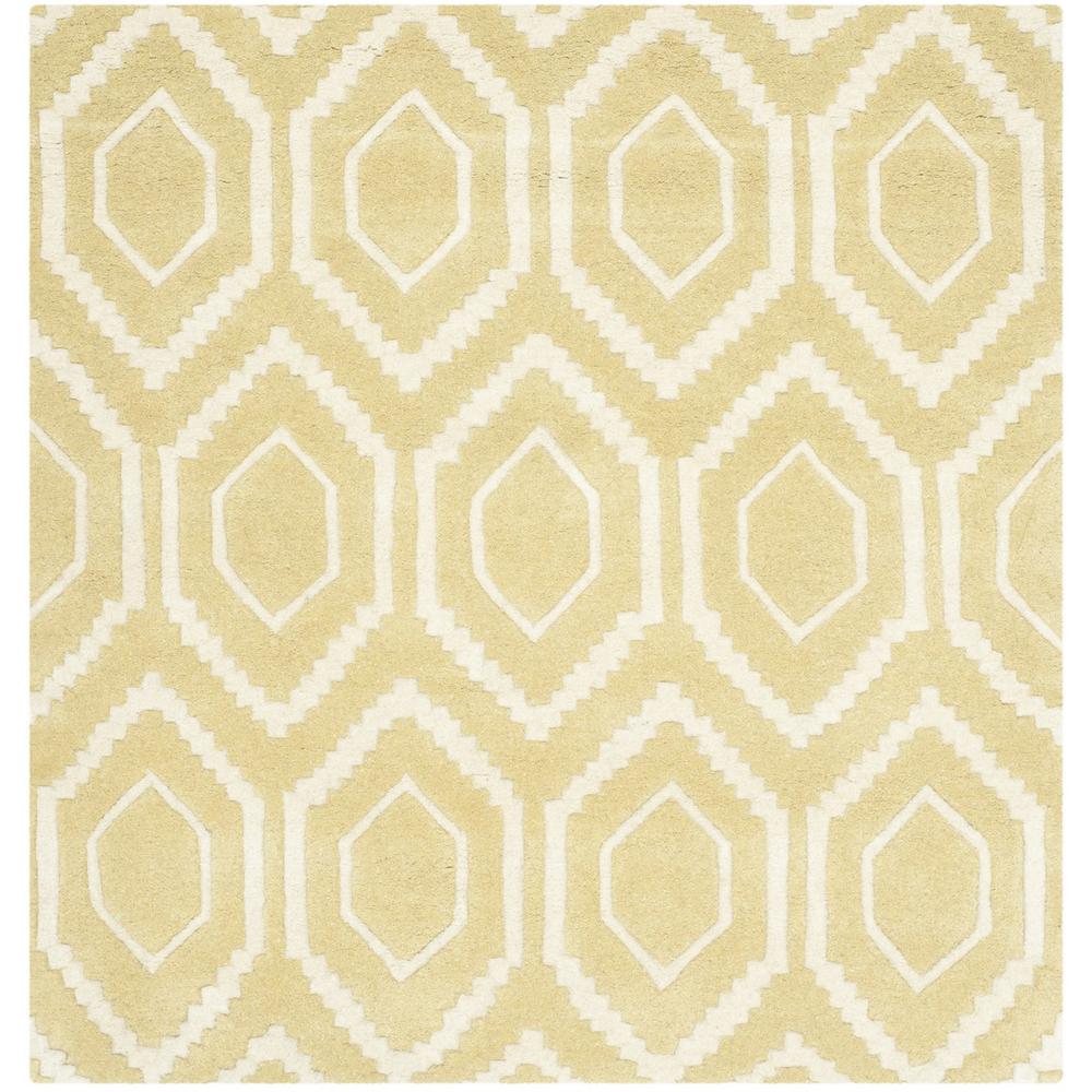 CHATHAM, LIGHT GOLD / IVORY, 4' X 4' Square, Area Rug