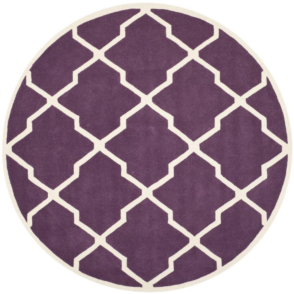 CHATHAM, PURPLE / IVORY, 7' X 7' Round, Area Rug, CHT735F-7R
