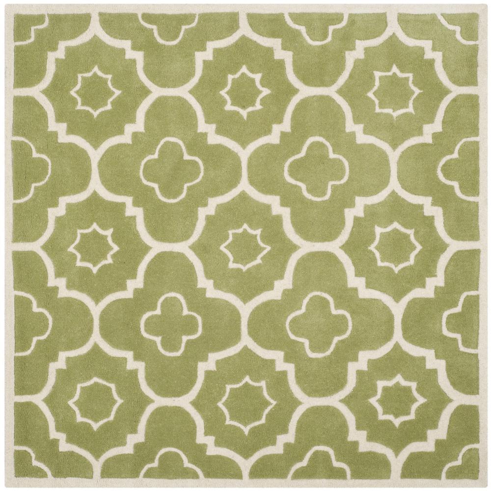 CHATHAM, GREEN / IVORY, 5' X 5' Square, Area Rug
