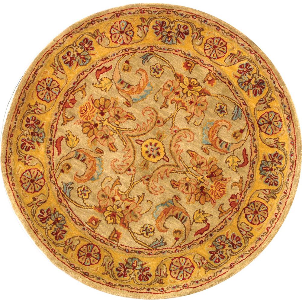 CLASSIC, LIGHT GREEN / GOLD, 3'-6" X 3'-6" Round, Area Rug, CL324A-4R