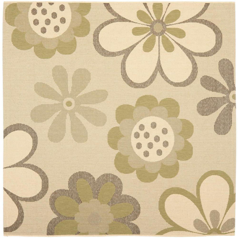 COURTYARD, NATURAL BROWN / OLIVE, 6'-7" X 6'-7" Square, Area Rug, CY4035A-7SQ