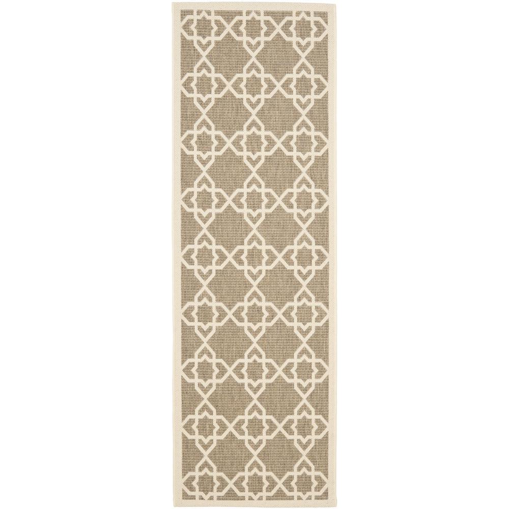 COURTYARD, BROWN / BEIGE, 2'-3" X 10', Area Rug