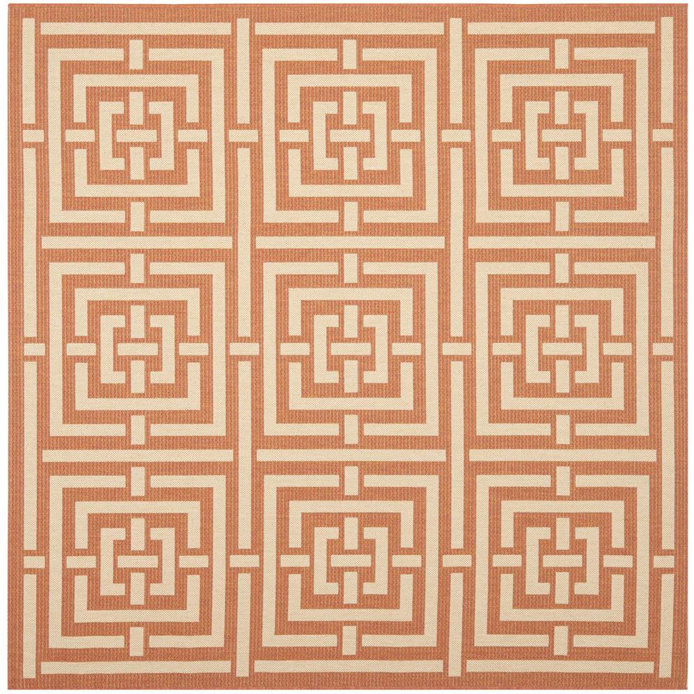 COURTYARD, TERRACOTTA / CREAM, 6'-7" X 6'-7" Square, Area Rug