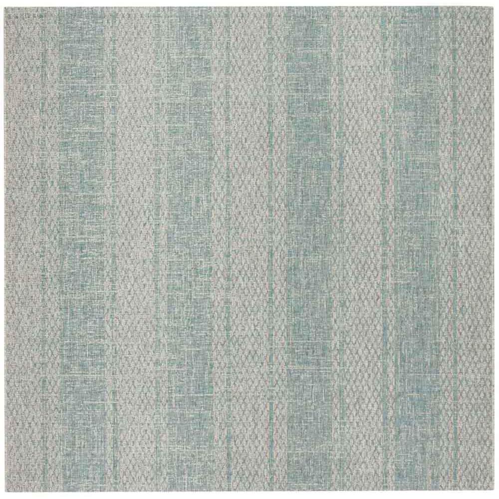 COURTYARD, LIGHT GREY / AQUA, 6'-7" X 6'-7" Square, Area Rug, CY8736-37112-7SQ