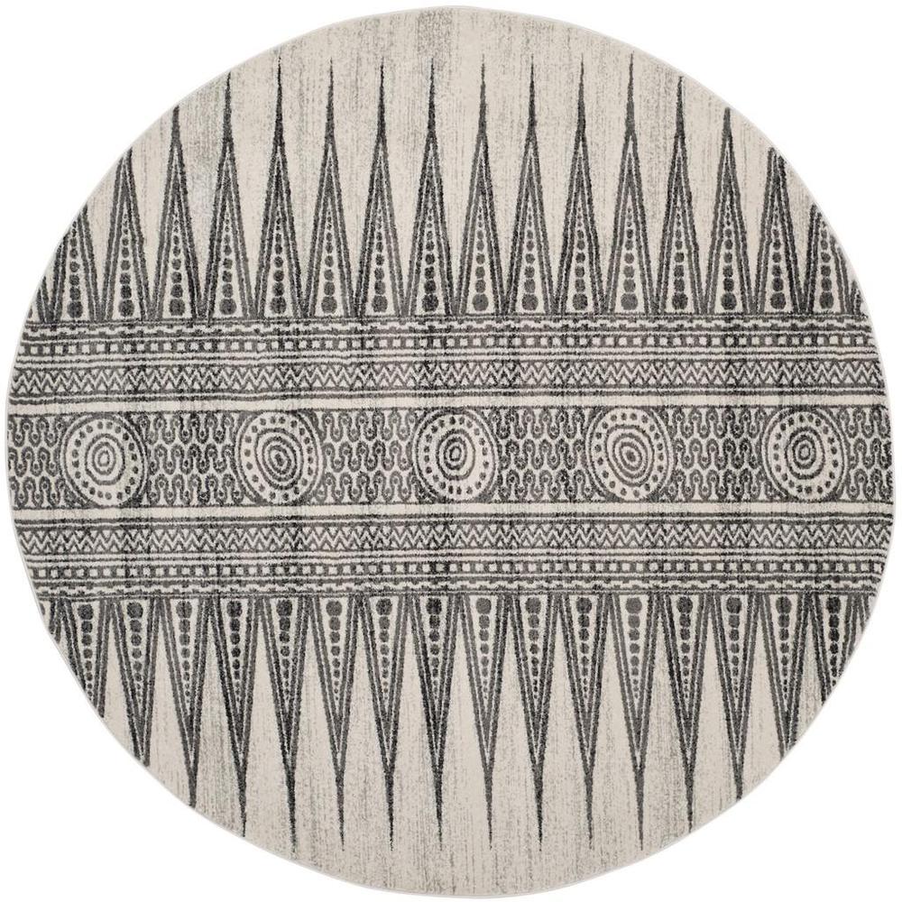 EVOKE, IVORY / GREY, 6'-7" X 6'-7" Round, Area Rug, EVK226D-7R