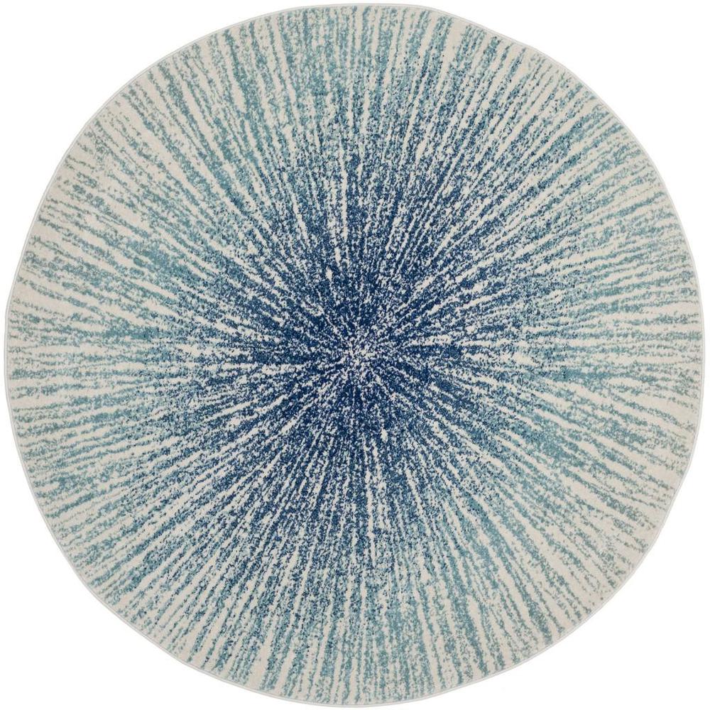 EVOKE, ROYAL / IVORY, 5'-1" X 5'-1" Round, Area Rug, EVK228A-5R