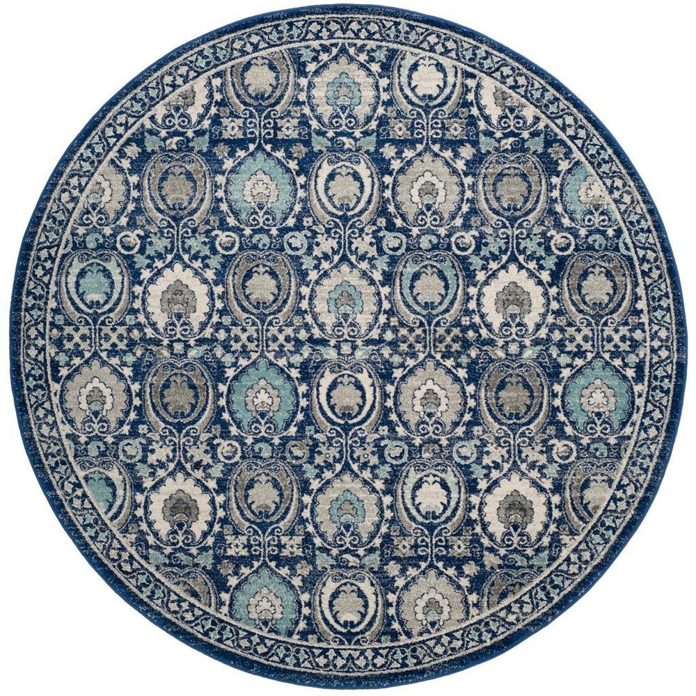 EVOKE, BLUE / IVORY, 6'-7" X 6'-7" Round, Area Rug, EVK251C-7R
