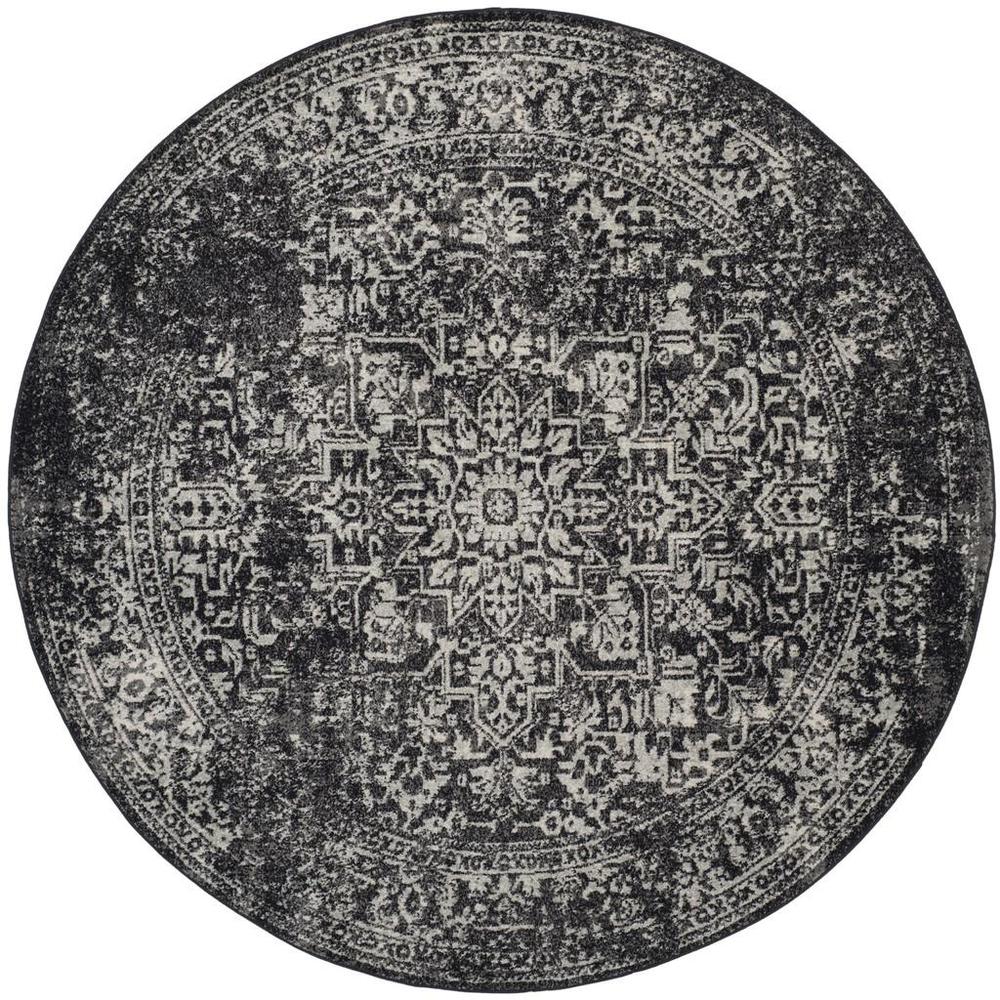 EVOKE, BLACK / GREY, 6'-7" X 6'-7" Round, Area Rug