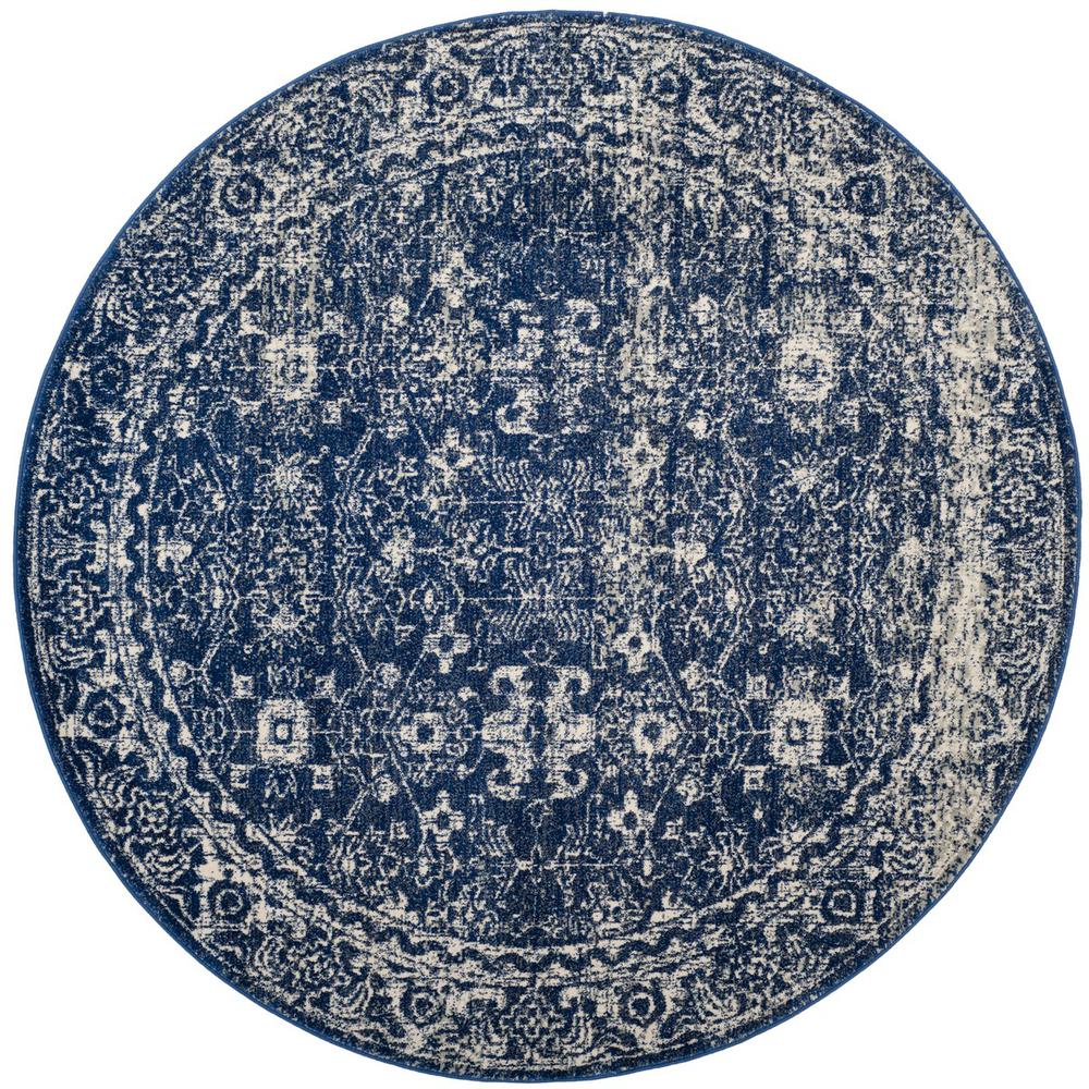 EVOKE, NAVY / IVORY, 6'-7" X 6'-7" Round, Area Rug, EVK270A-7R