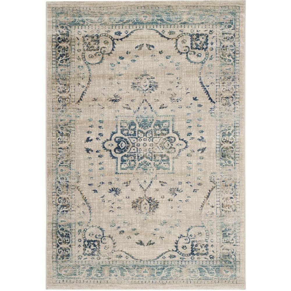 EVOKE, BEIGE / TURQUOISE, 5'-1" X 7'-6", Area Rug, EVK509F-5