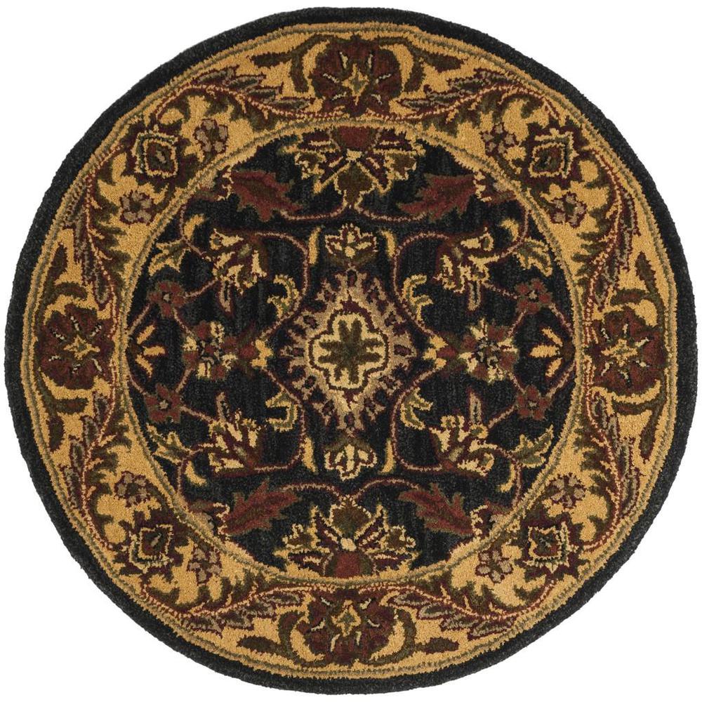 GOLDEN JAIPUR, BLACK / GOLD, 3'-6" X 3'-6" Round, Area Rug