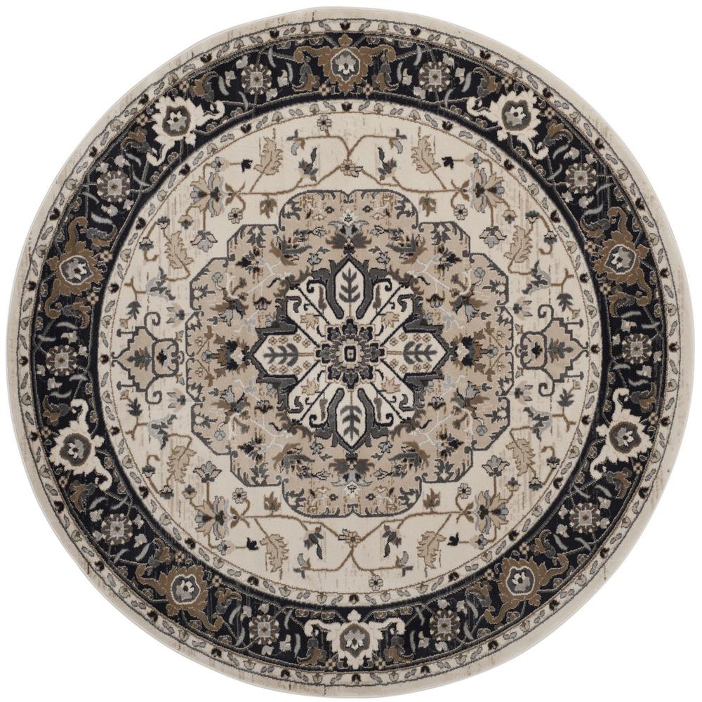 LYNDHURST, CREAM / NAVY, 7' X 7' Round, Area Rug, LNH334K-7R