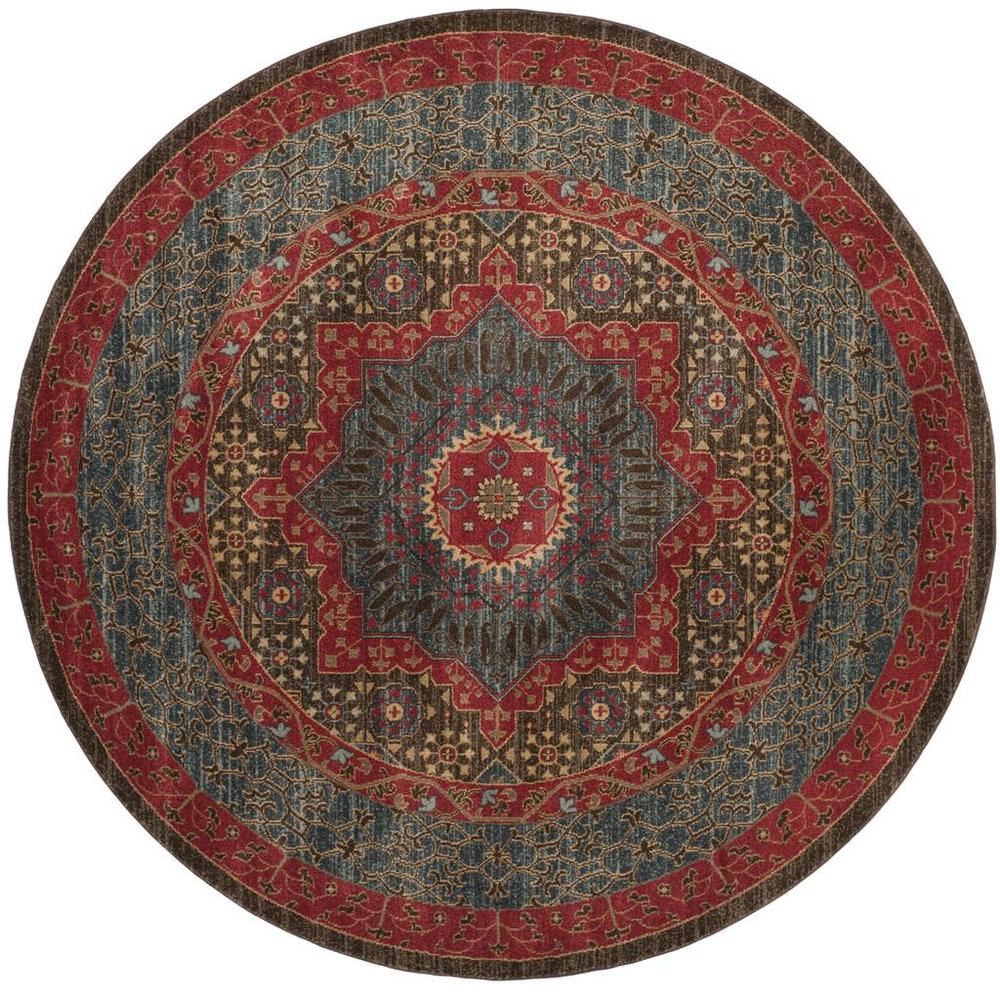MAHAL, NAVY / RED, 6'-7" X 6'-7" Round, Area Rug, MAH620C-7R