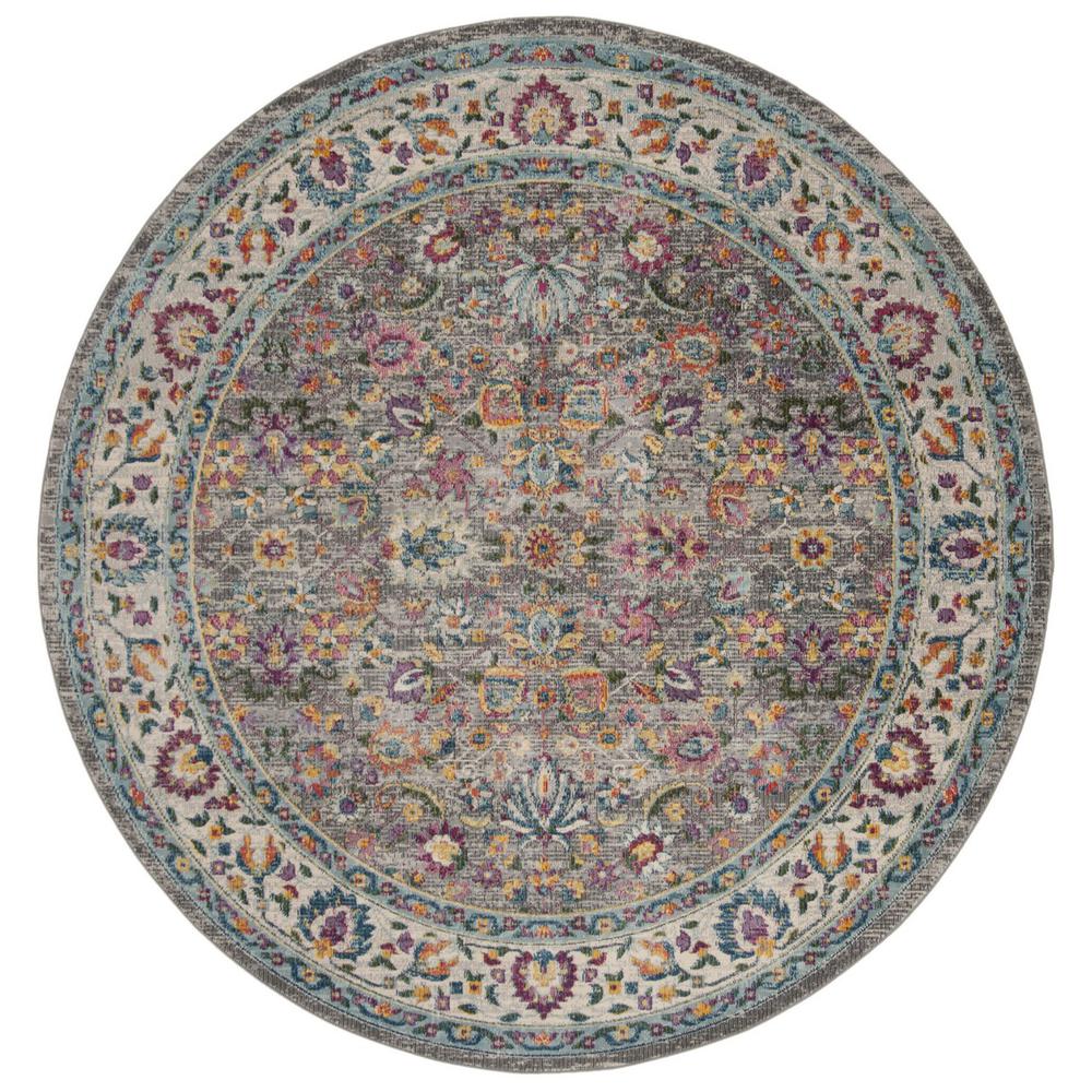 MERLOT 100, GREY / MULTI, 6'-7" X 6'-7" Round, Area Rug, MER196F-7R