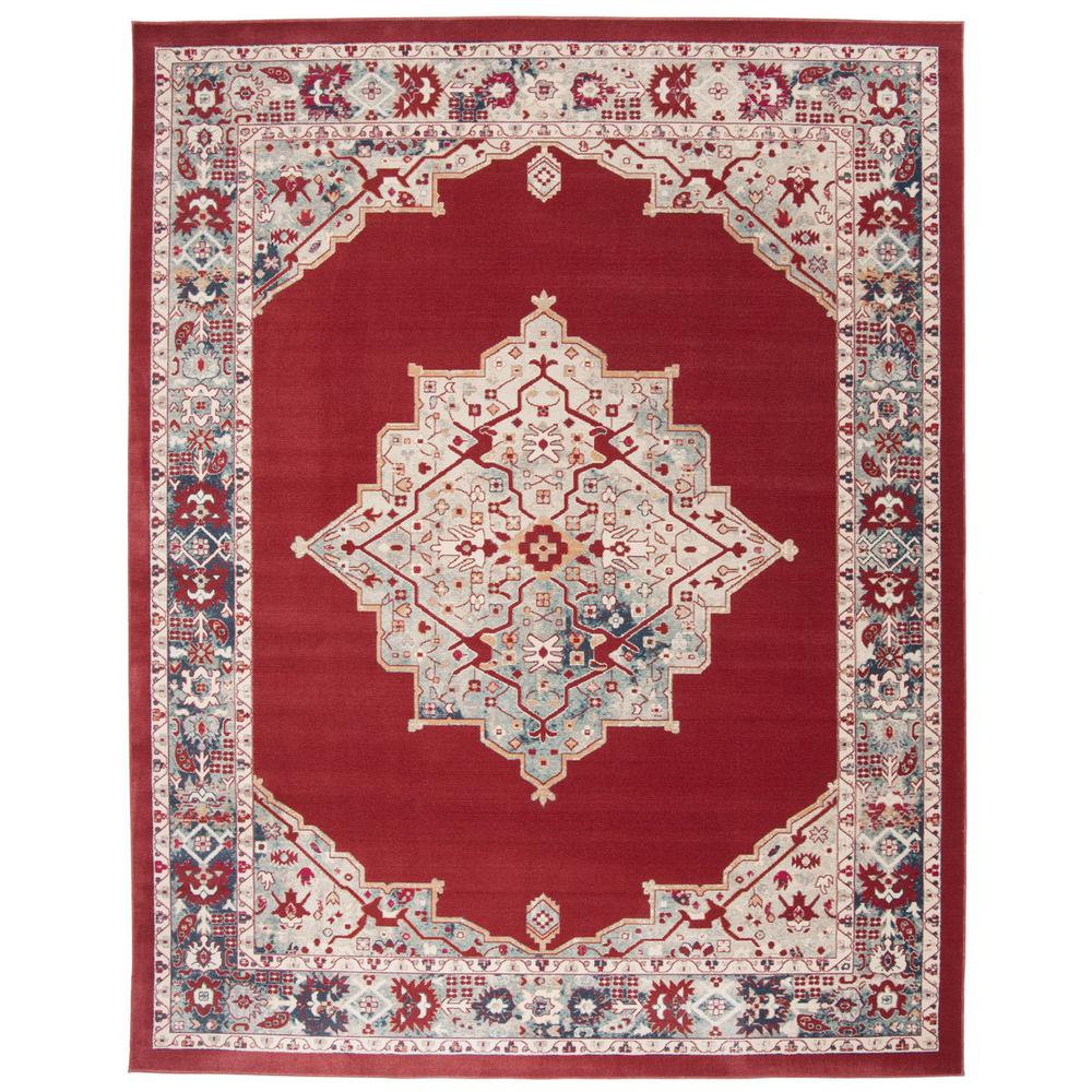 MERLOT 300, RED / AQUA, 8' X 10', Area Rug, MER312Q-8