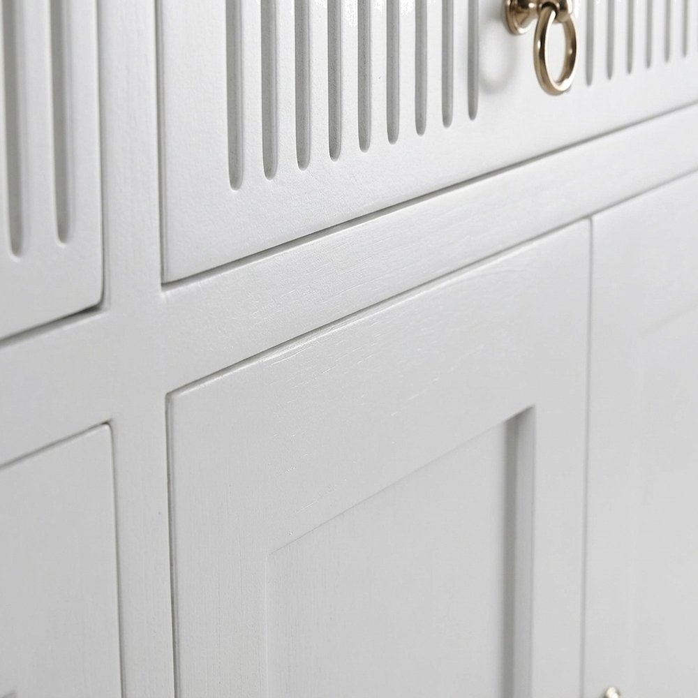 Mahogany and MDF Kitchen Buffet with Four Doors and Brass Hardware with Storage