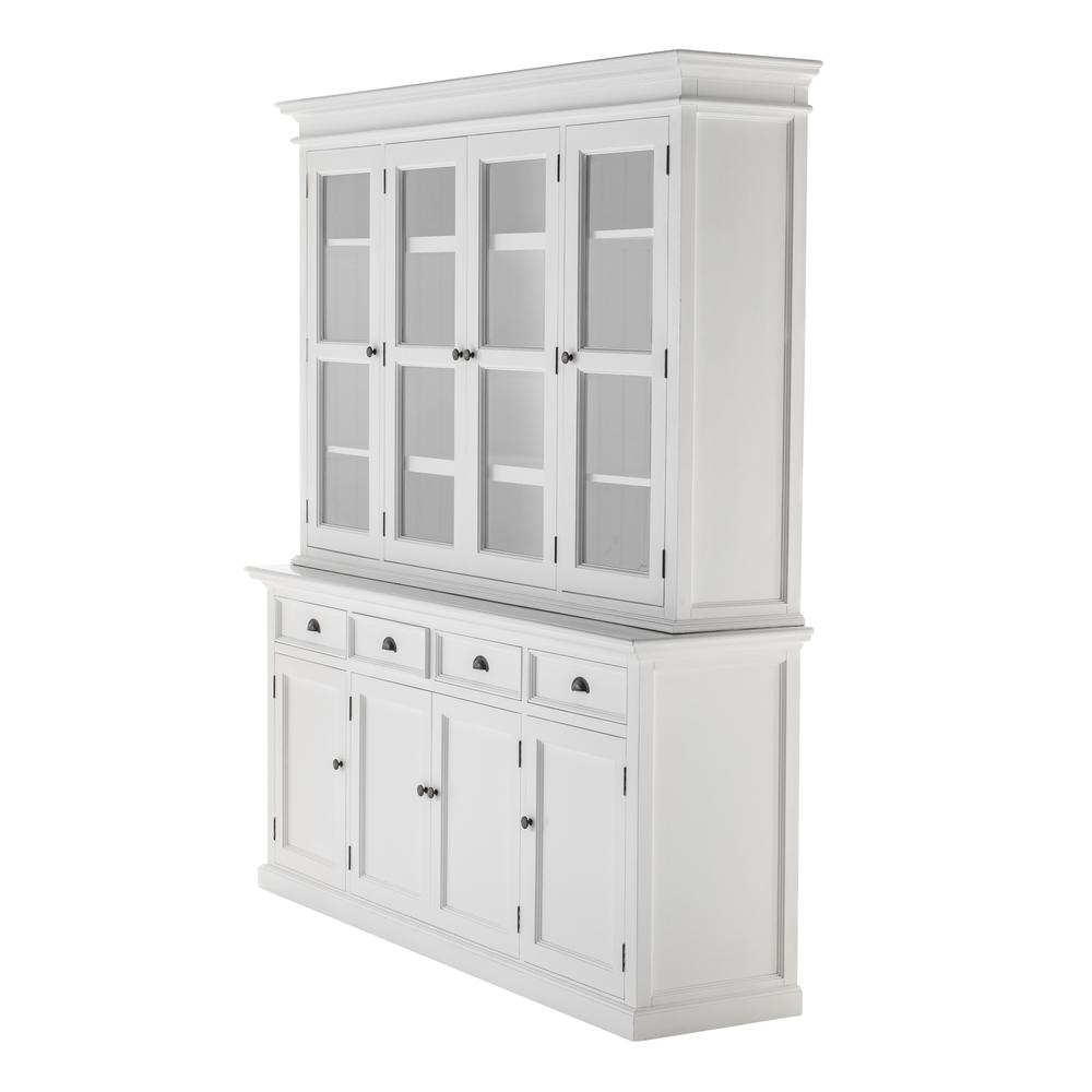 Halifax Classic White Buffet Hutch Unit with 4 Glass Doors