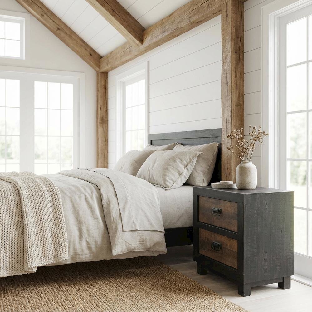 Walnut Nightstand with Dovetail Drawers and Metal Glides for Bedroom