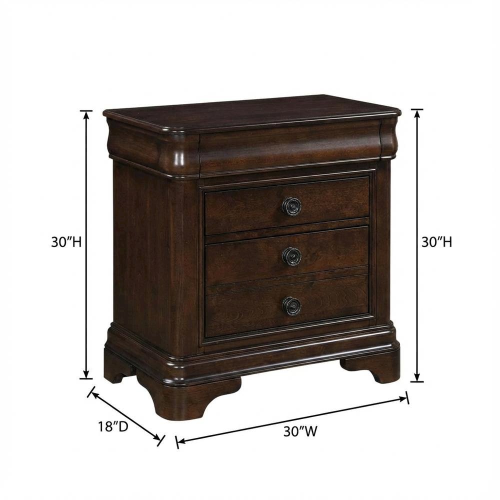 Cherry Finish Traditional Nightstand with Finger Joint Construction