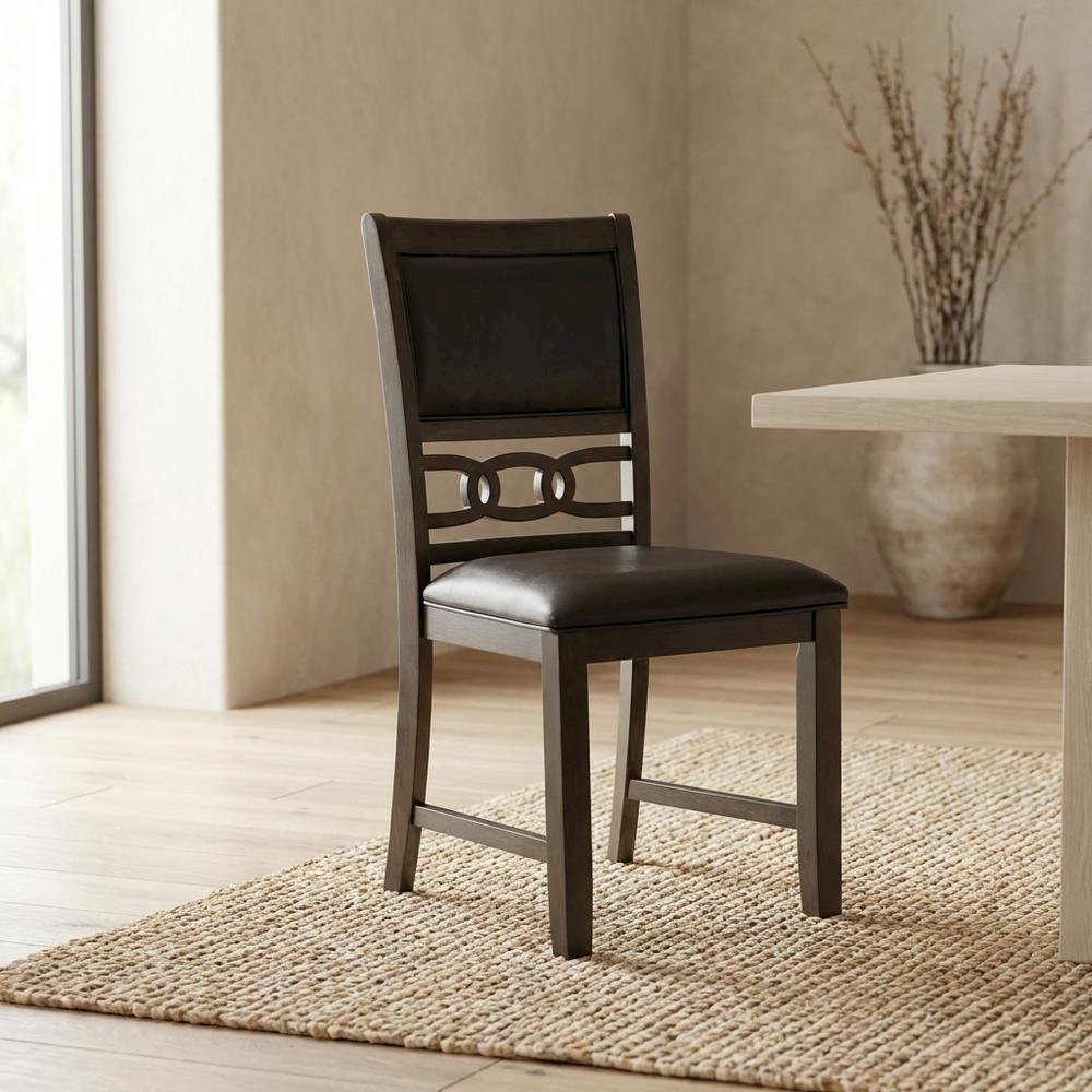 Faux Leather Upholstered Side Chair, Transitional Accent Chair,Brown
