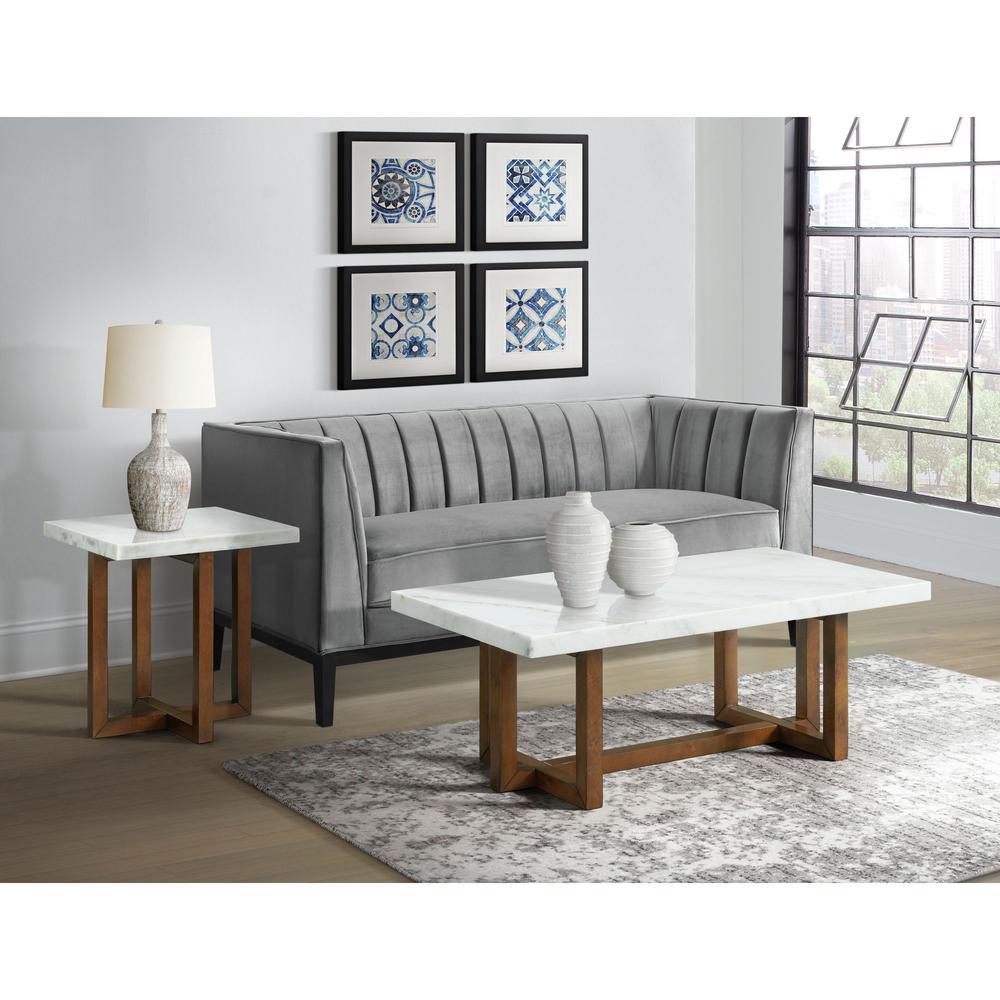 Meyers Marble Square End Table in White