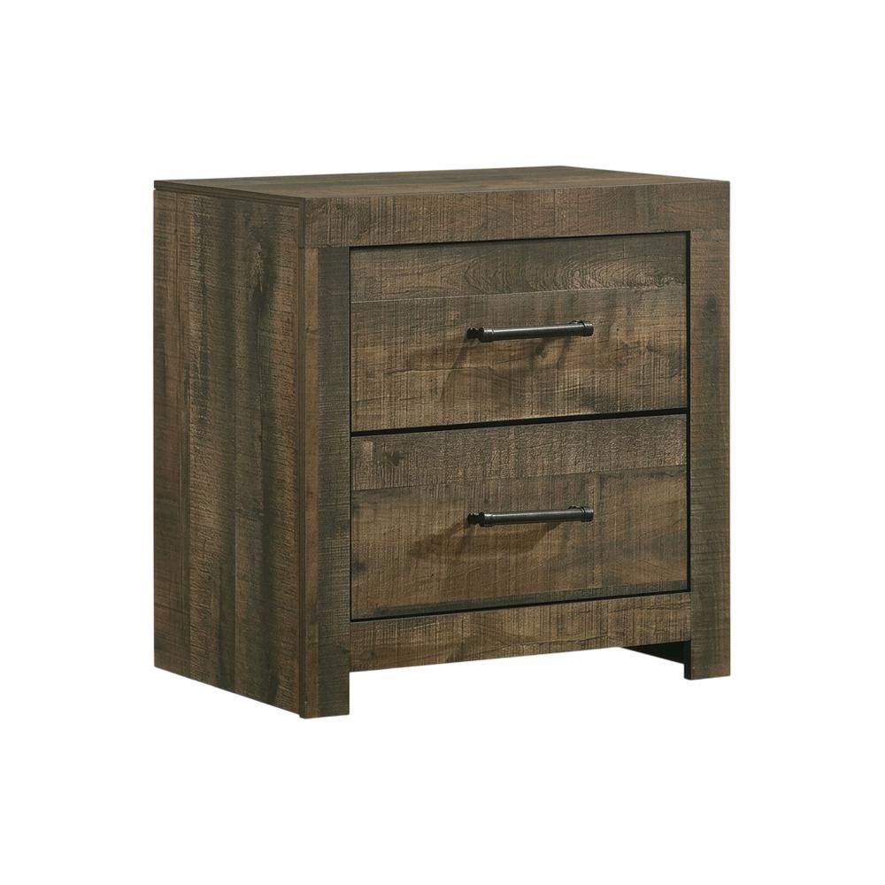 2-Drawer Nightstand with Storage, Farmhouse Bedside Table for Bedroom,Brown