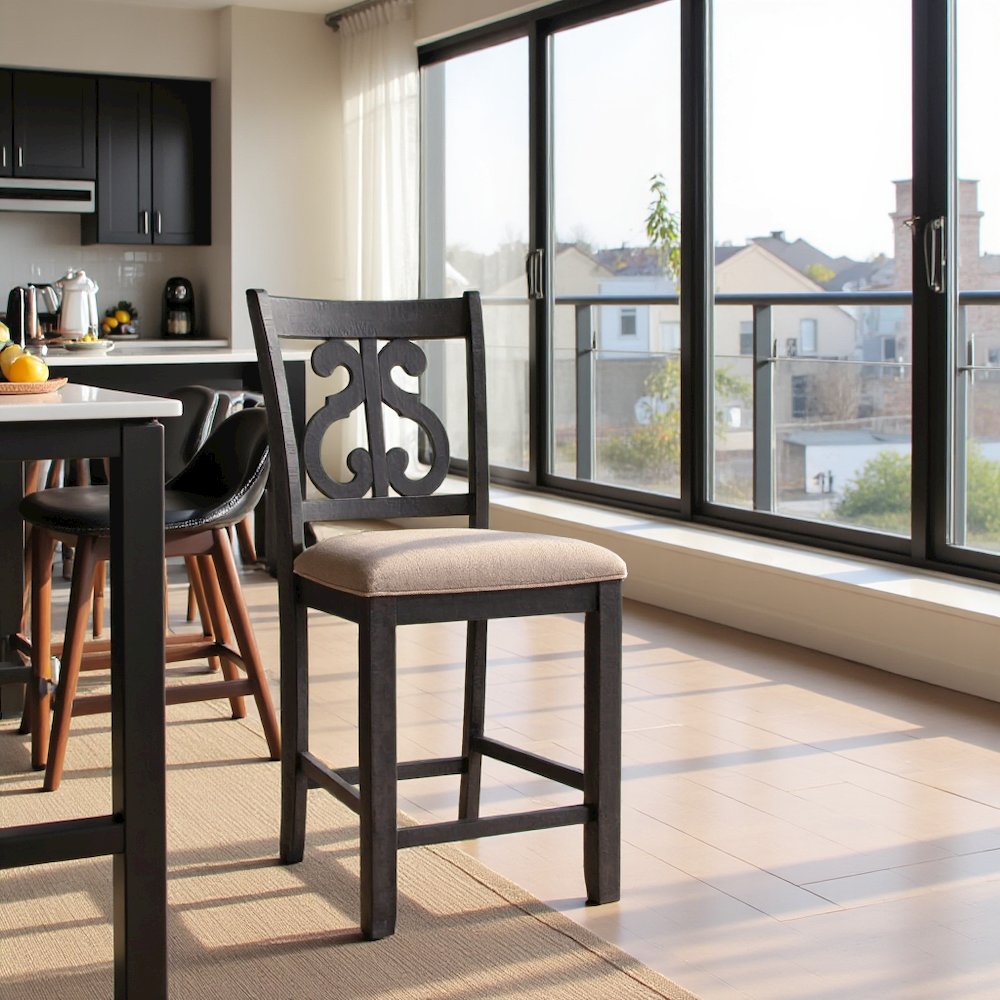 Swirl Back Wooden Dining Chairs for Kitchen and Dining in Brown Finish