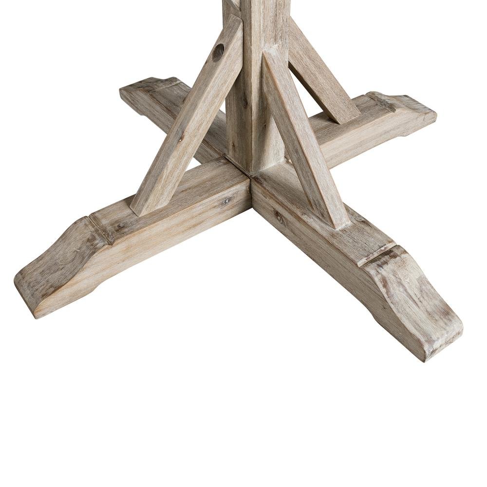 Round Beach Dining Table with Acacia Wood and Metal Base for Kitchens