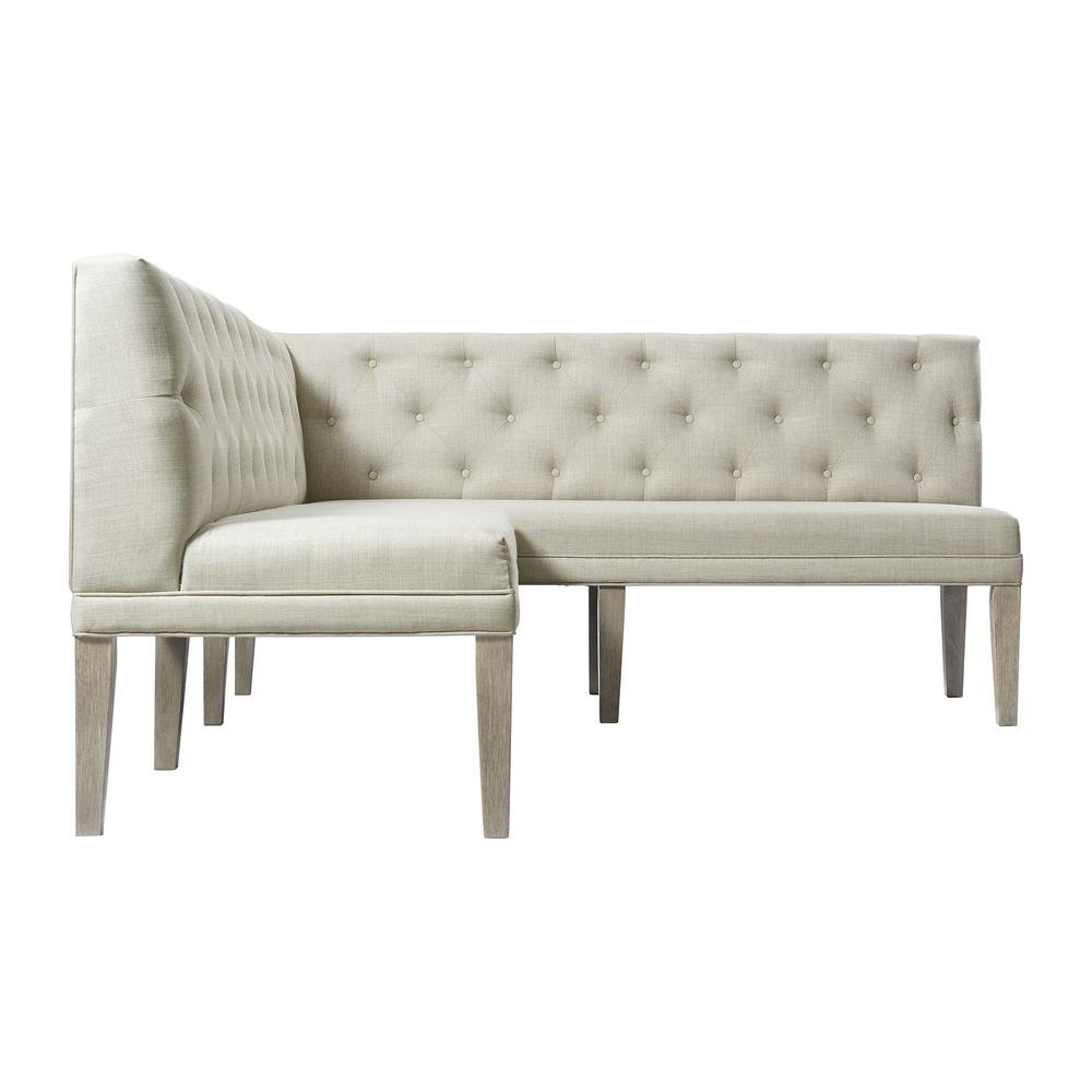Gray Upholstered Settee Bench with Back for Dining or Lounge Seating