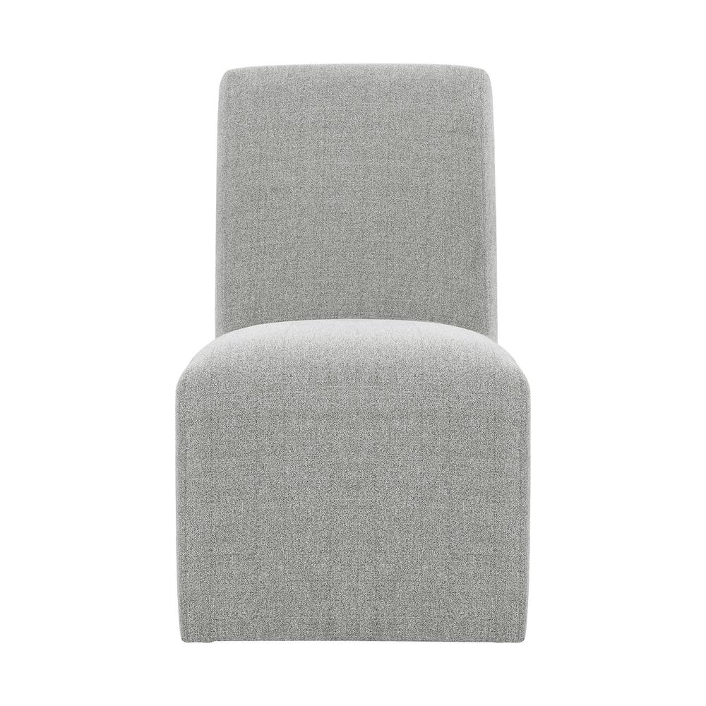 Gray Upholstered Dining Chairs Set of 2 with Solid Wood and Casters