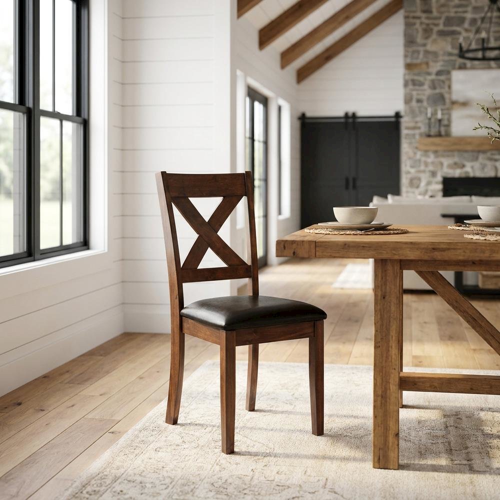Polyester Transitional Style Standard Height Dining Side Chair, Espresso