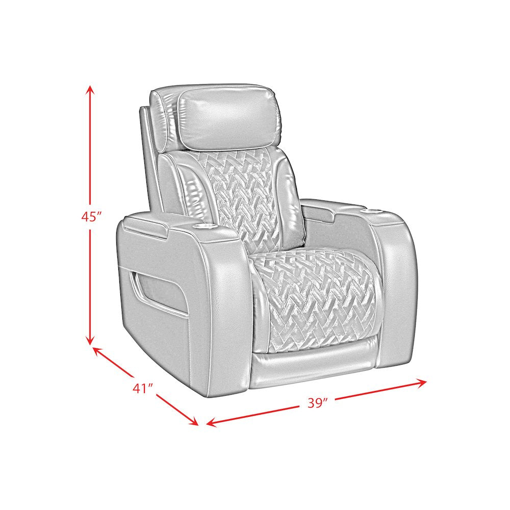 P3 3PC Living Room Set in Jett Black with Red Stitching-Sofa,Loveseat & Recliner