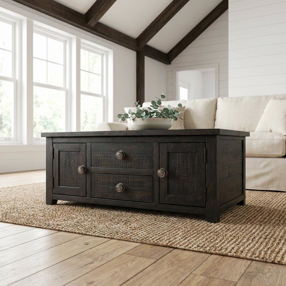 Espresso 2-Drawer Coffee Table with Lift Top and Spacious Storage Compartments
