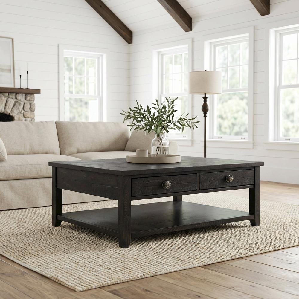 Square Coffee Table Dark Grey Traditional Design with Durable Construction
