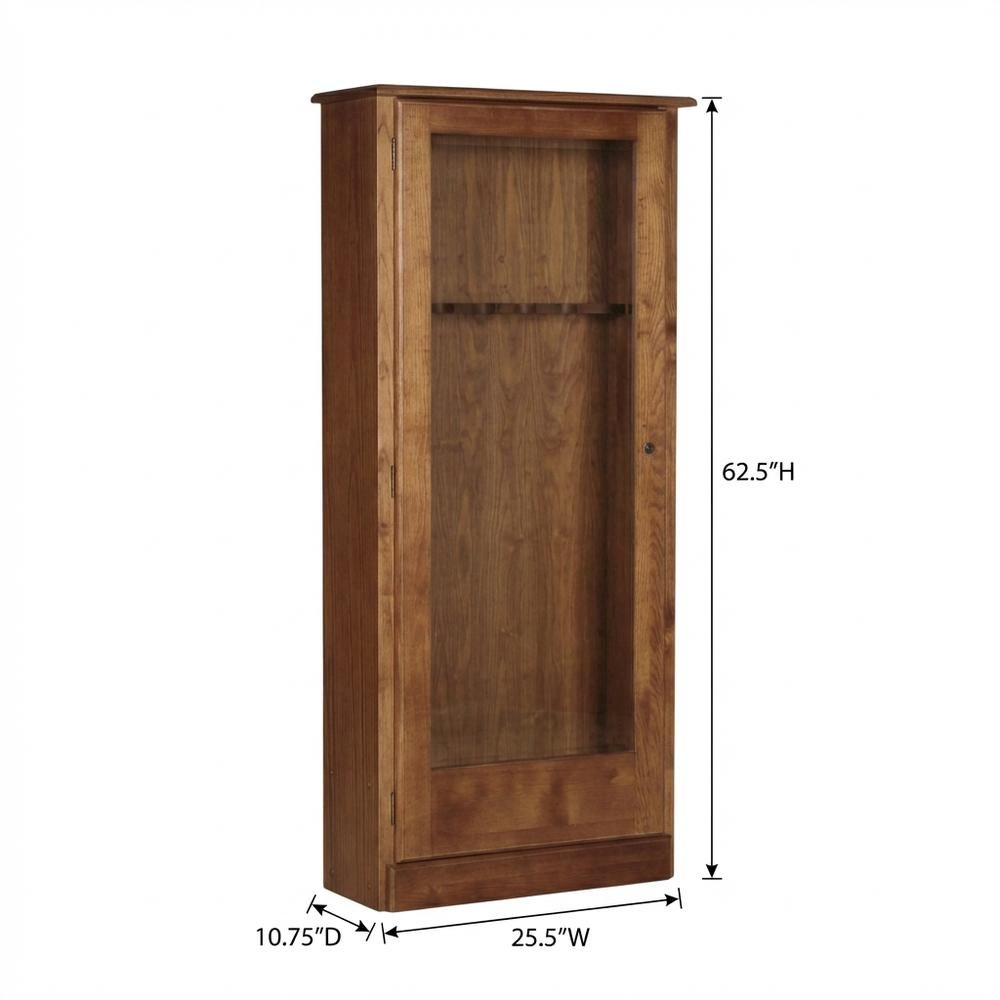 Medium Brown 10 Gun Cabinet with Wooden Construction and Secure Storage