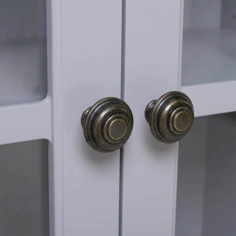 Dark Gray Glass Door Accent Cabinet with Fiberboard Construction