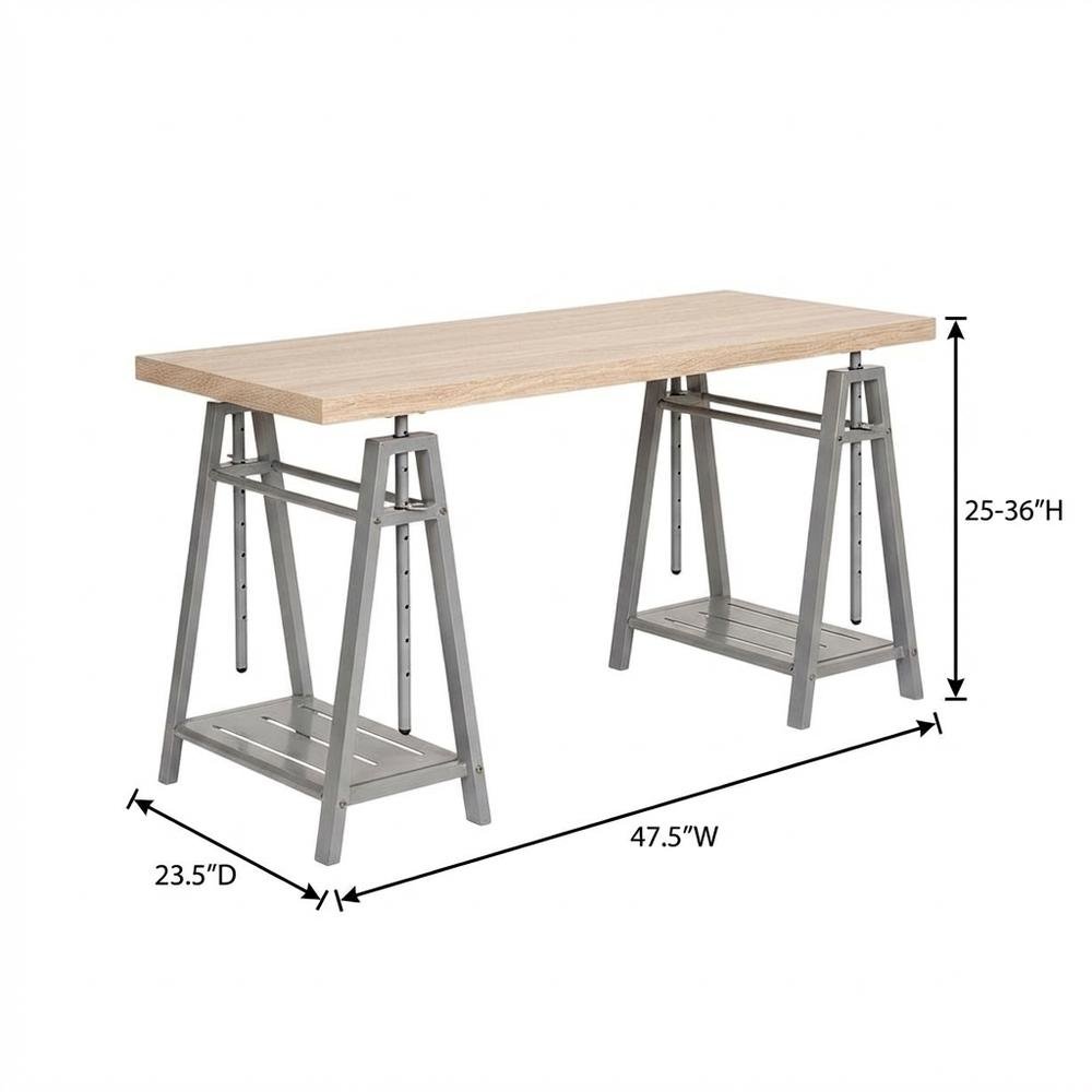 Adjustable Height Office Desk With Sturdy Metal Frame For Workspace