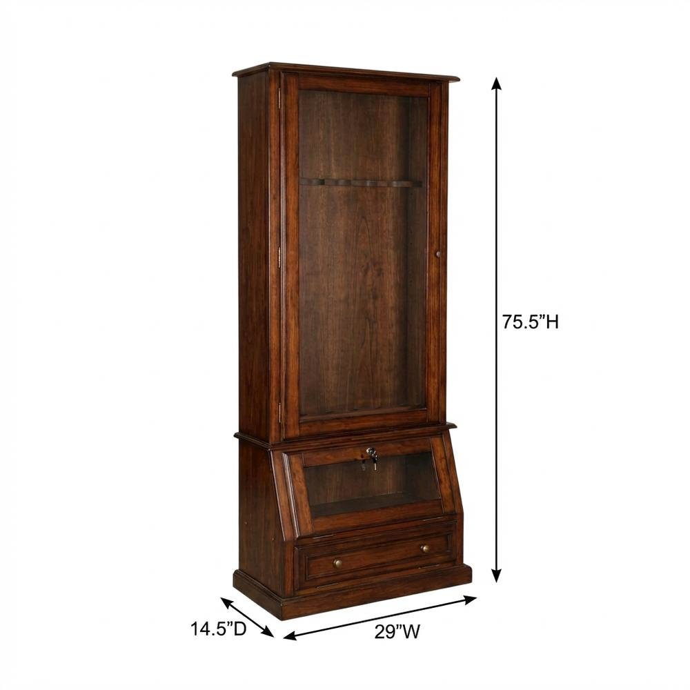 Wooden 12-Gun Storage Cabinet with Slanted Base for Secure Organization