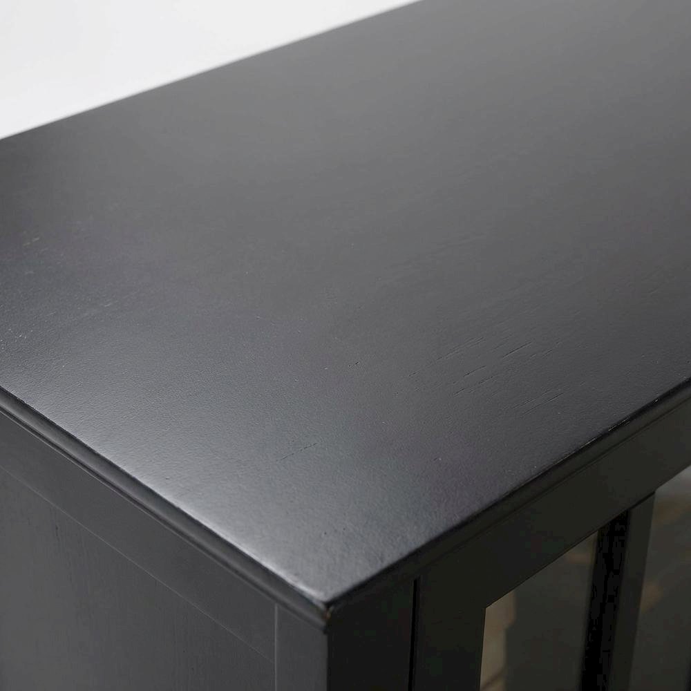 Black Glass Door Accent Cabinet with Display Storage and Fiberboard Construction