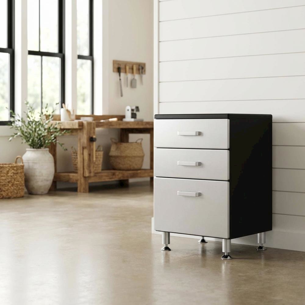 Vinyl Laminated Storage Cabinet with Three Drawers for Garage Organization