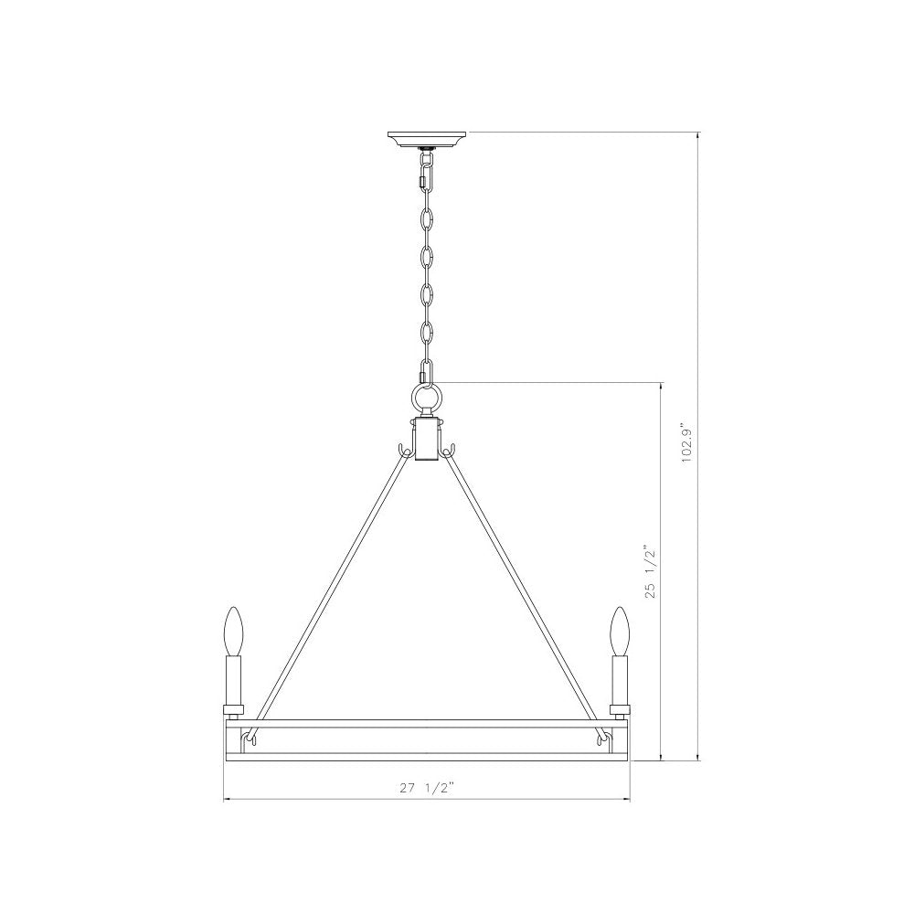 Z-Lite Dennison 6 Light Chandelier in Signature Brass color, Steel frame