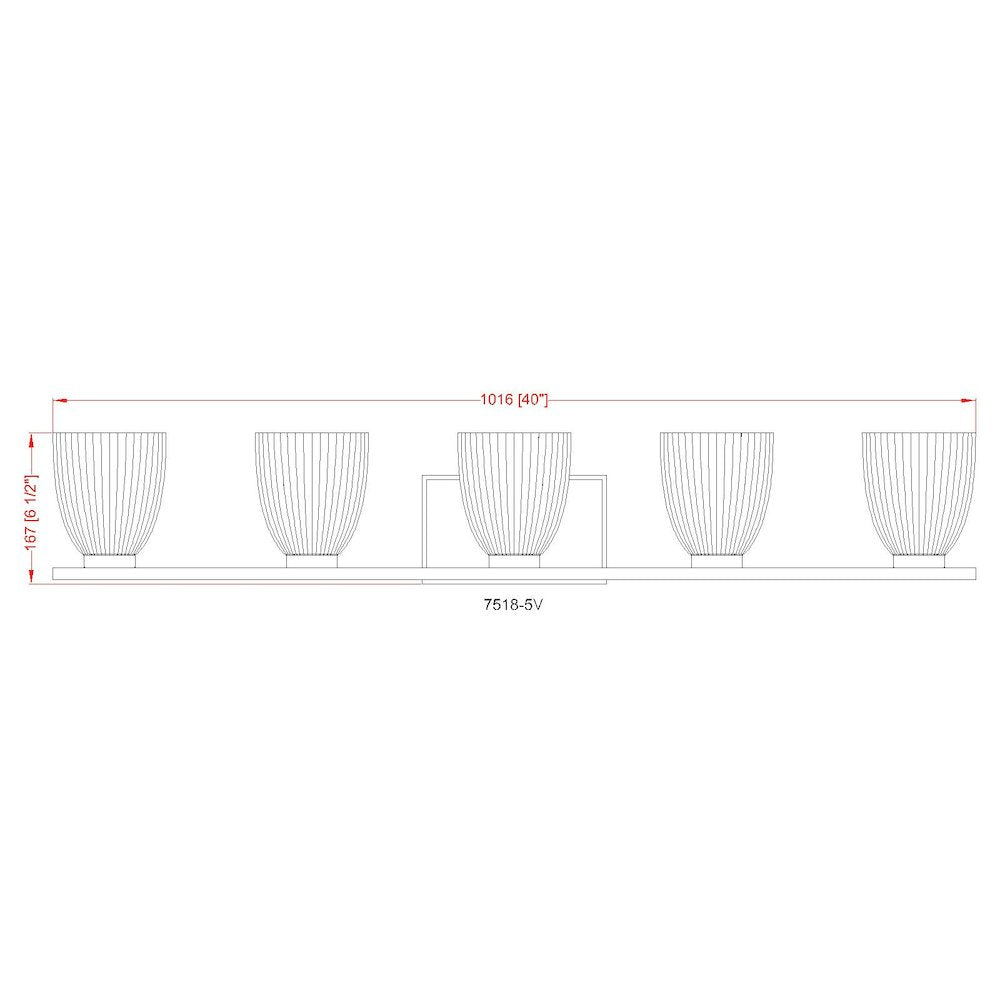 Z-Lite Naya 5 Light Vanity in Brushed Nickel color, Steel frame