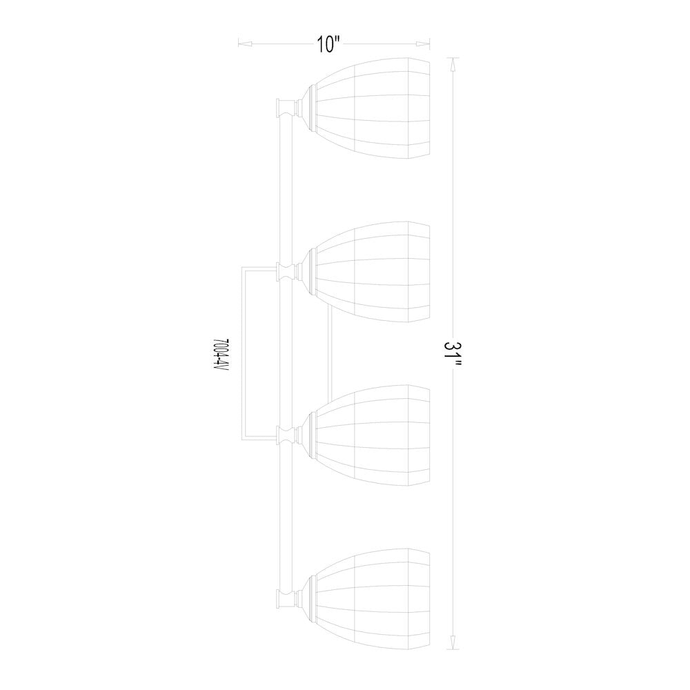 Z-Lite Oren 4 Light Vanity in Matte Black color, Steel frame