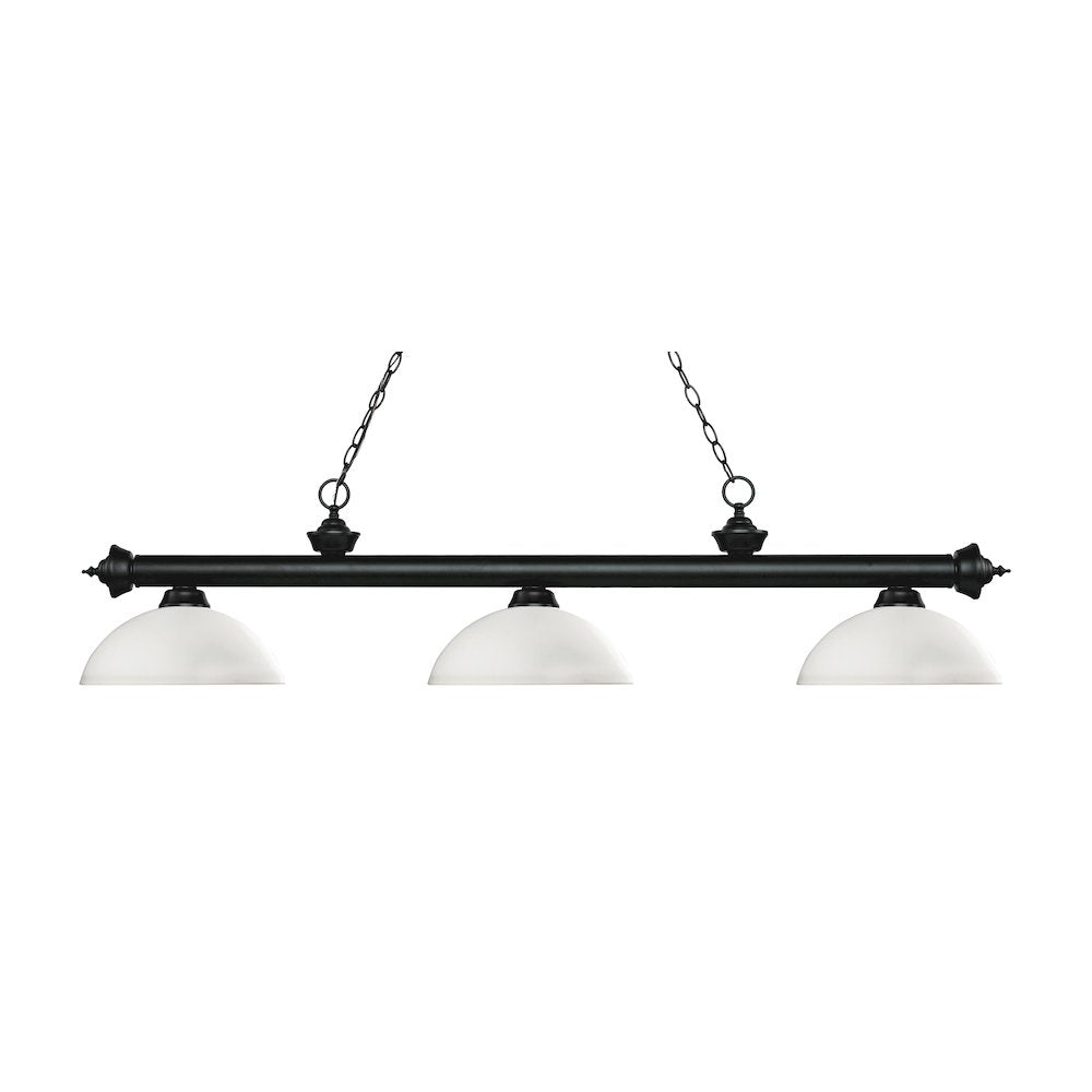 Z-Lite Riviera 3 Light Billiard, Steel Frame, Matte Opal Shade Color