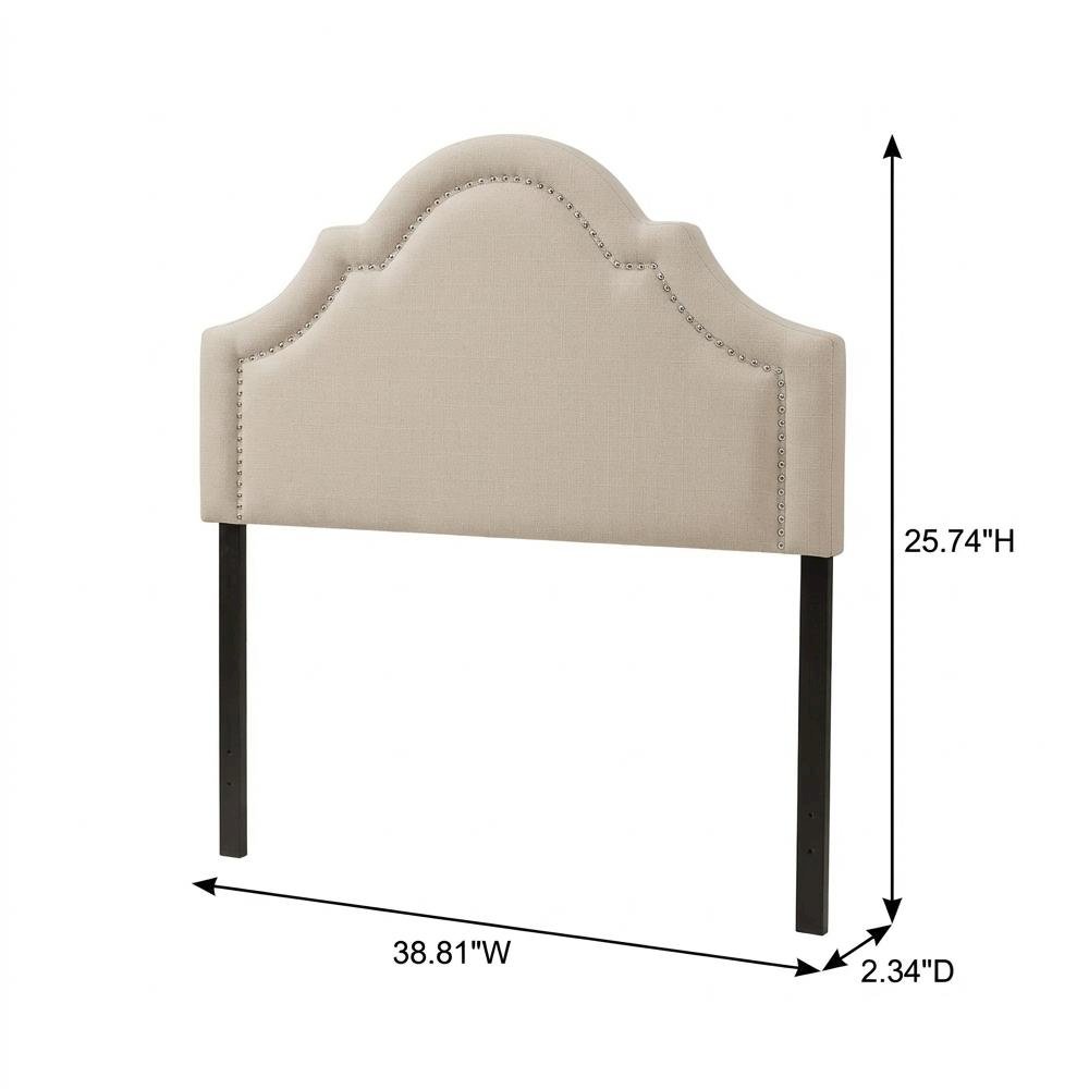Grayish Beige Fabric Twin Size Headboard with Foam Padding and MDF Frame