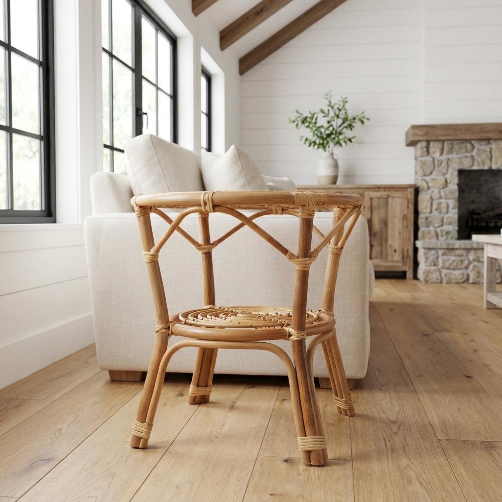 Genuine Brown Rattan Coffee Table with Bohemian Style and Durable Frame