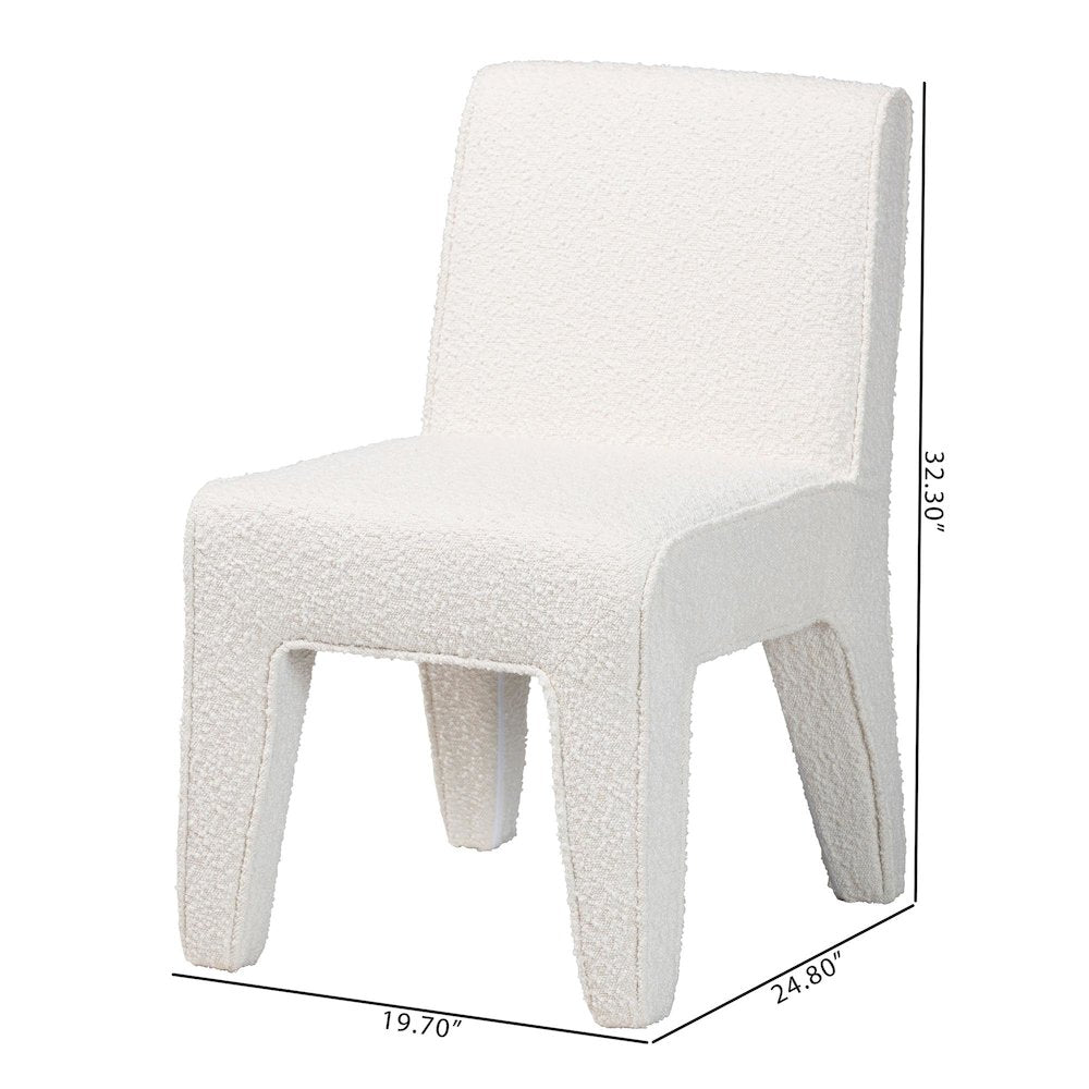 Helios Boucle Dining Chair Set of 2 - Modern Armless Upholstered Accent Chair