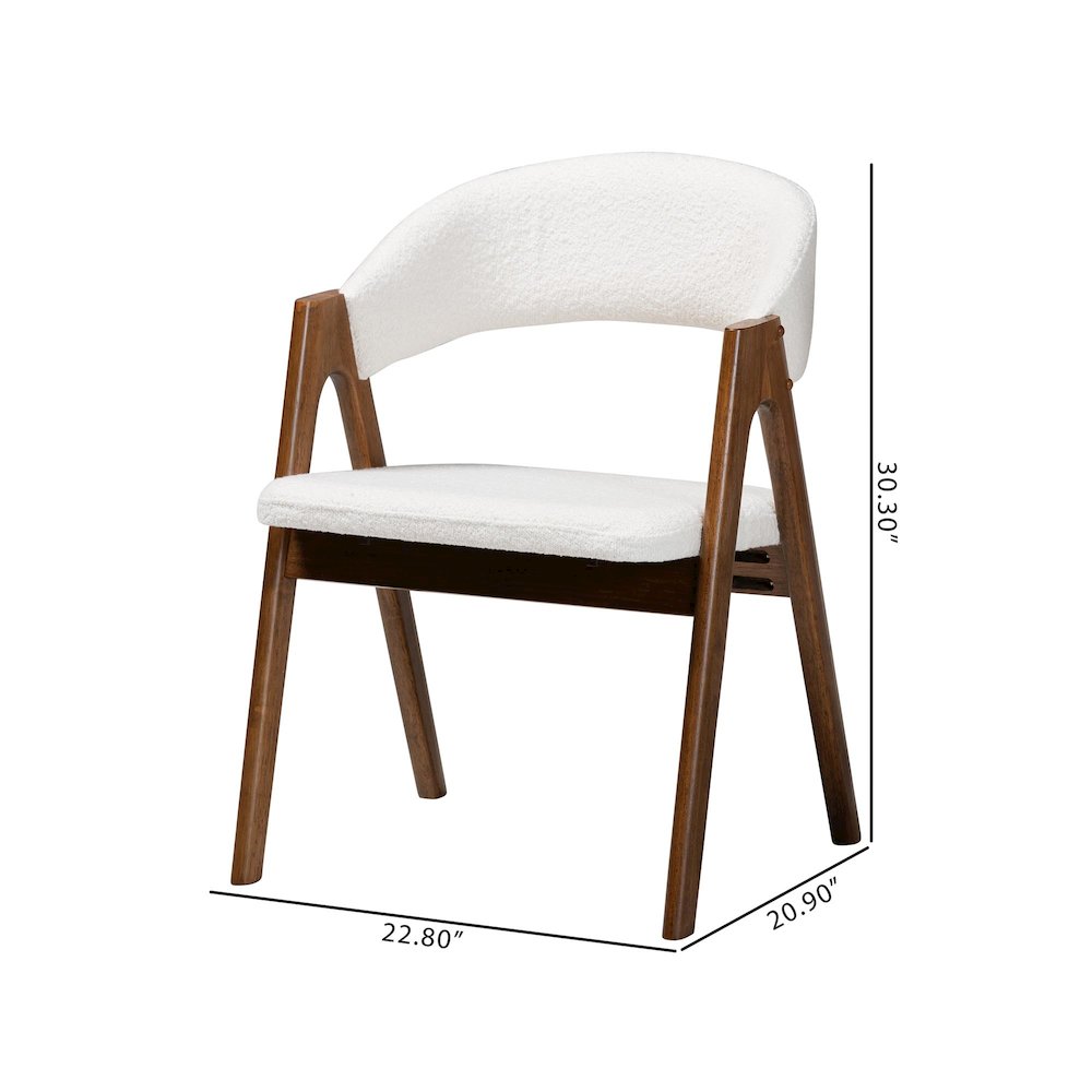 Virden Boucle Upholstered Dining Chair Set of 2- Mid-Century Modern Armchair