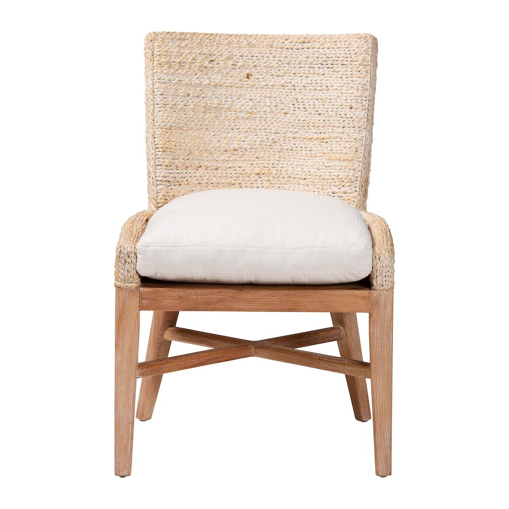 Seagrass Dining Chair with Mahogany Wood Frame, Whitewash