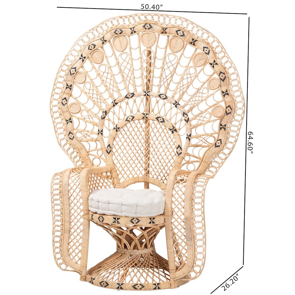 Nafisa Natural Rattan Peacock Chair - Handwoven Wicker Accent Chair
